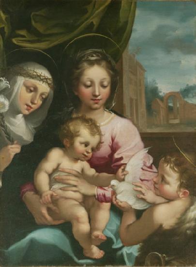 Rutilio Manetti Virgin and Child with the Young Saint John the Baptist and Saint Catherine of Siena